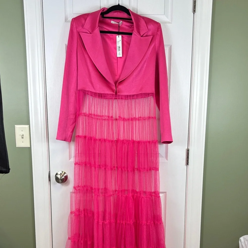 NWT Alice & Olivia Everly Tulle blazer candy pink sz sm - Picture 6 of 14